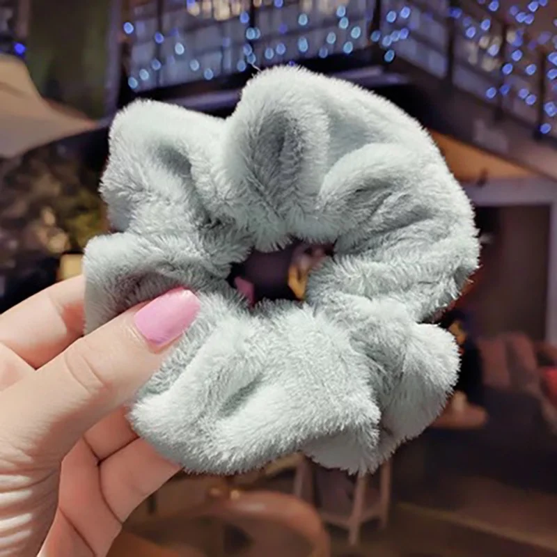 Winter Warm Soft Hair Scrunchies for Women Girls Cute Plush Elastic Multicolor Rubber Band  Loop  Accessories