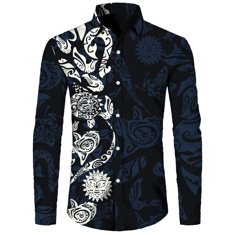 

Fashion Floral Print Men's Shirts Casual Single-Breasted Blouses Long Sleeve Shirt Streetwear Trend Lapel Tops Men Clothing