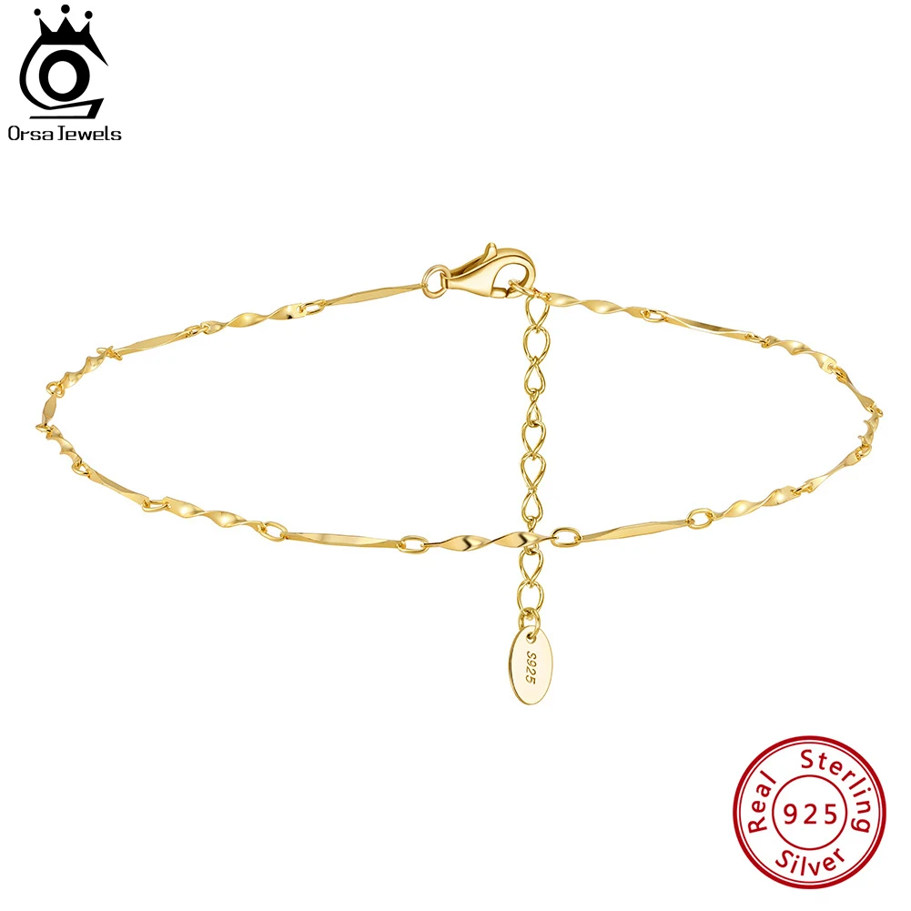 

ORSA JEWELS, новая мода, простые витые ножные браслеты из стерлингового серебра 925 пробы, женский сексуальный пляжный браслет-цепочка для ног, ювелирное изделие, подарок SA79