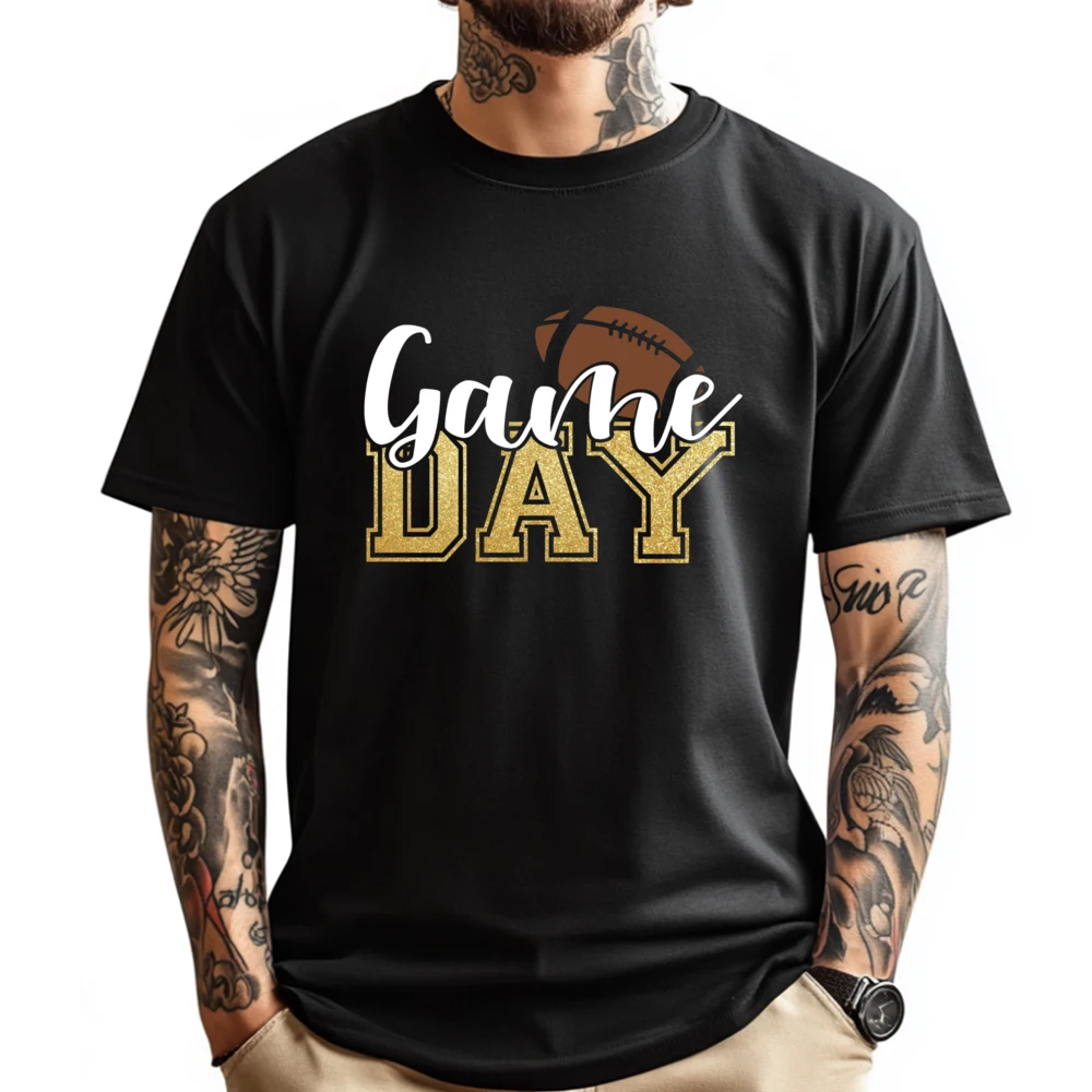 

Football Game Day White T Shirt Men Christmas Tshirt Graphic Tee Original Mens T-Shirts Creative Classic
