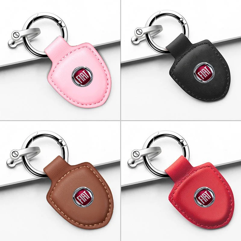 PU Leder Auto Schlüsselbund Dekoration Ring Anti-Verlust Anhänger Für Fiat 500 Abarth Punto Stilo Ducato Palio 500L Panda Punto Lancia
