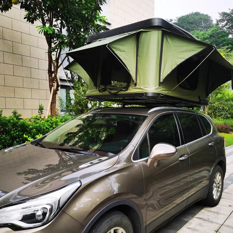 

3 Person Hard Car Rooftop Tent Large Space Rectangle with Roof Rack