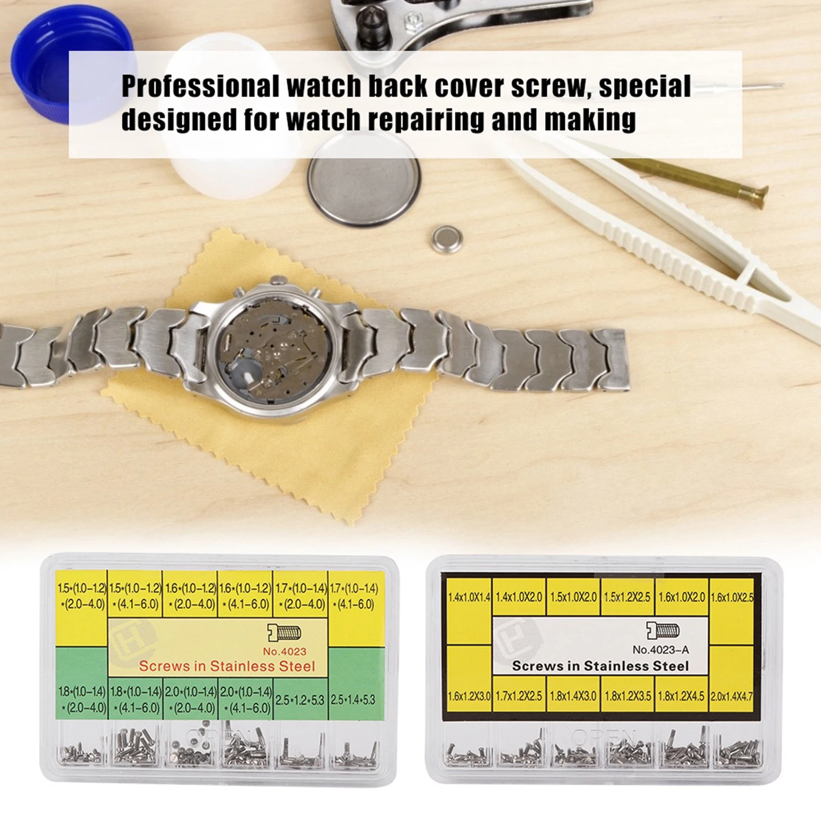 Stainless Steel Watch Back Cover Screw Watch Repairing Tools Accessory for Watchmaker Watch Back Cover Screw Watch Back Screw