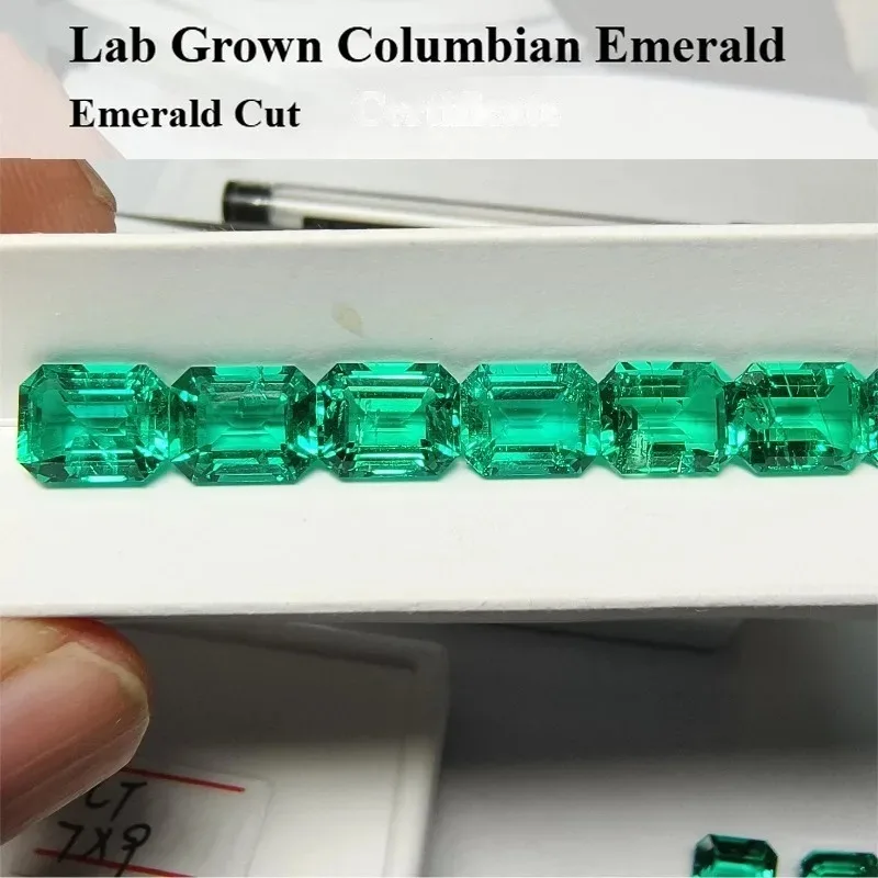 Lab Grown Columbia Emerald Natural Color Emerald Cut for Charms Jewelry Making Ring Necklace Earrings Main Materials Certificate