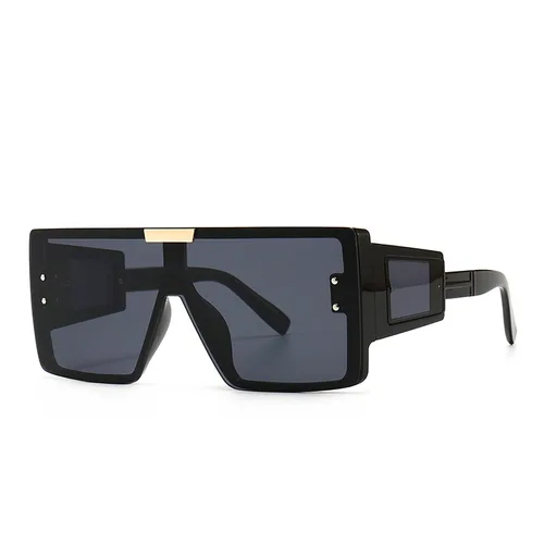 Imagen 1 del producto Escudo visera máscara gafas de sol mujeres hombres 2023 de gran tamaño a prueba de viento Punk gafas cuadradas marco grande gafas sombras deporte UV400 Oculos