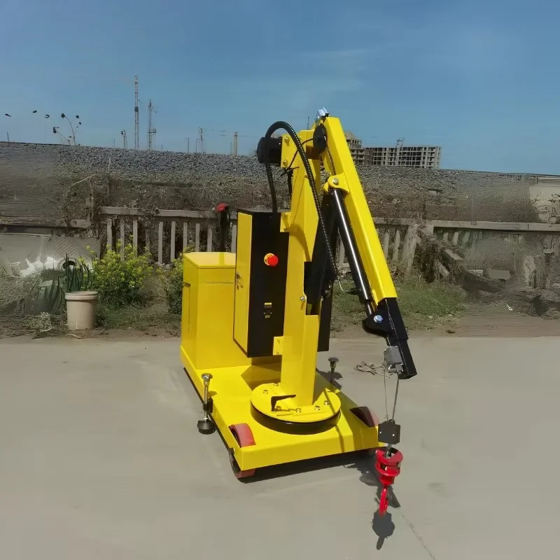 Mini Electric Floor Crane 360 Degree Rotating Crane 2T Hydraulic Mobile Floor Crane For Material Handling