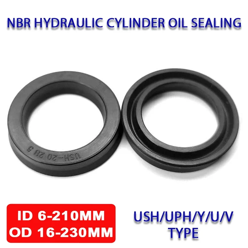

Nitrile Rubber Hydraulic Cylinder Oil Sealing Ring USH/UPH/Y/U/V Type Shaft Hole General NBR Sealing Ring Gasket ID 6-210mm