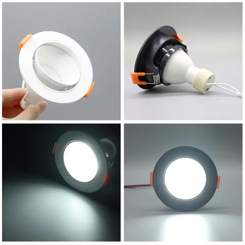 Kit de holofote de teto ajustável, kit de luz redonda quadrada branca e preta gu10 gu5.3, base ceasrmic, suporte de lâmpada com 10 peças