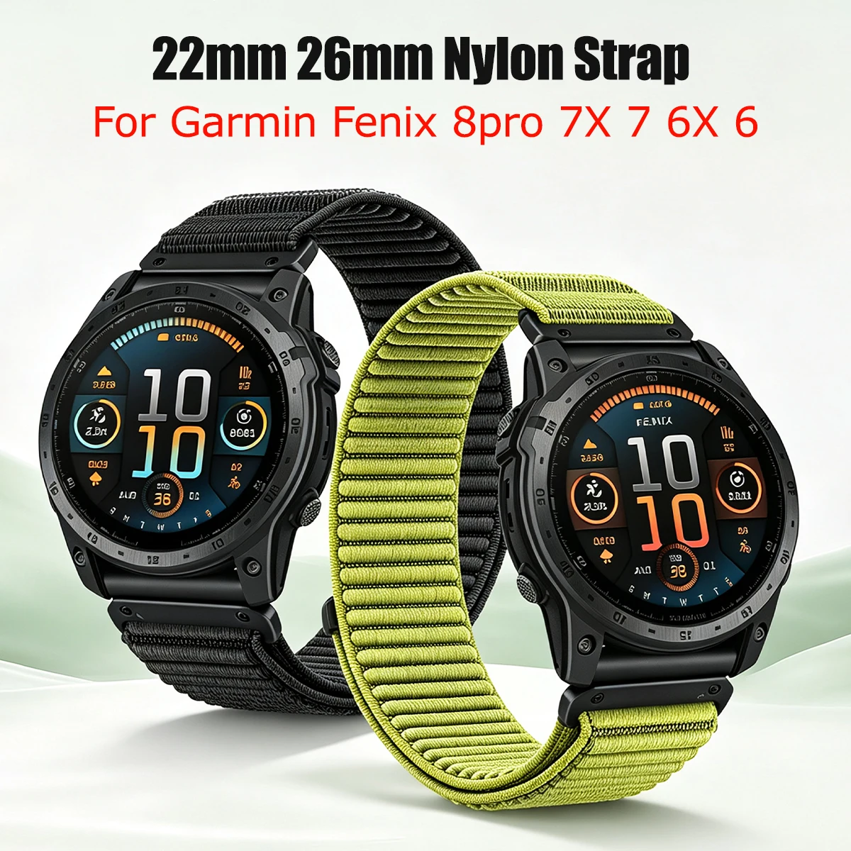 22/26mm Nylon Strap Garmin Fenix 8 Pro/Instinct 3 2X Replace Strap for Fenix 8 E 7X Pro/Tactix 8/Enduro 3/Descent Mk3i Bracelets