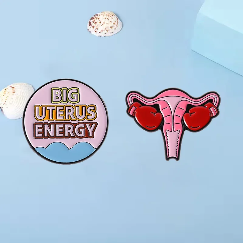 Cute Big Uterus Energy Enamel Pins Creative Ovary Uterus Special Metal Badge Pin For Children And Friends Jewelry Gift Wholesale