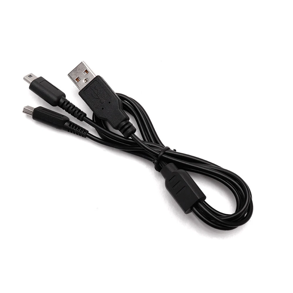 100 pcs a lot 1.2m USB 2 in 1 Data Charging Cable Charger Dual Connection Wire Cord for NDSI/ NDSL