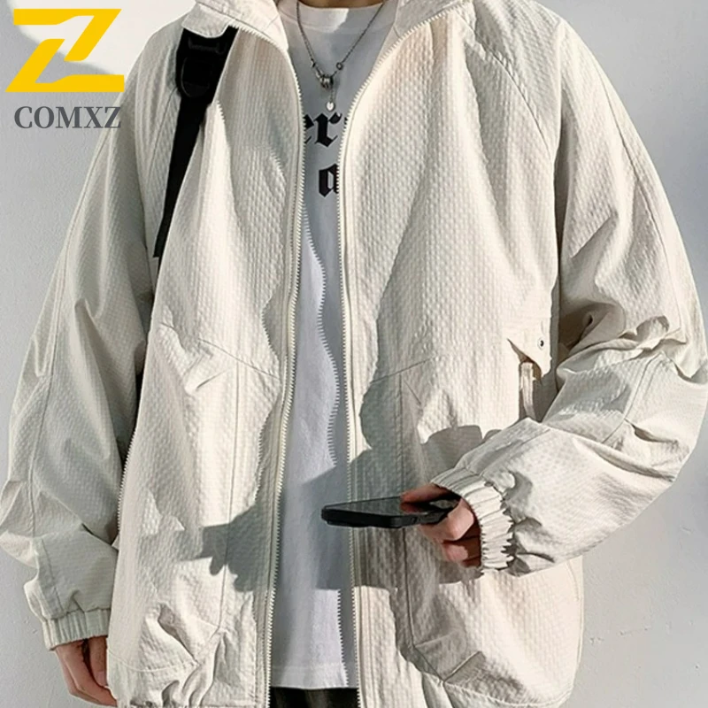 

Классическая мужская куртка COMXZ с воротником-стойкой, уличный светильник для путешествий, мотоциклетное пальто для повседневного использования, уютная осенняя новая одежда на молнии