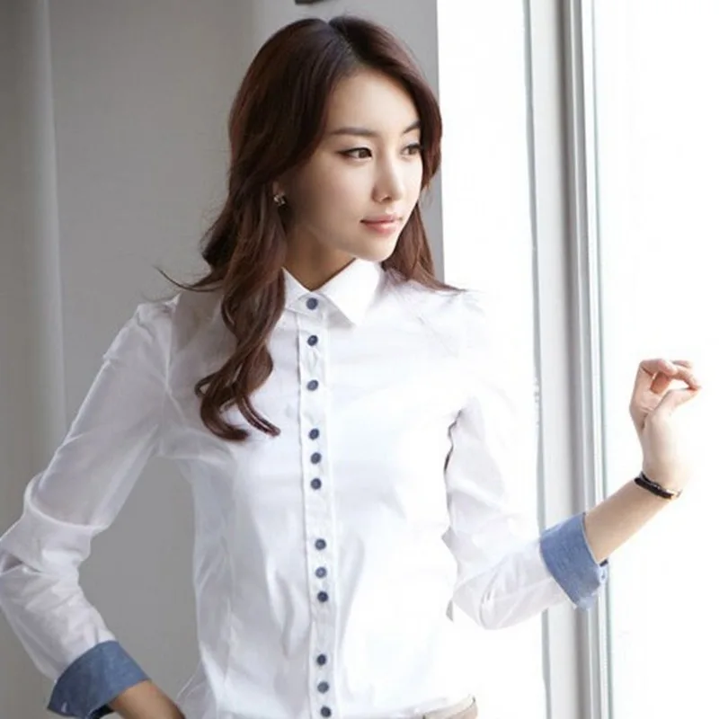 JFUNCY 5XL Women Tops and Blouses 2023 Elegant OL Long Sleeve Shirts White Female Slim Blusas Office Lady Work Wear