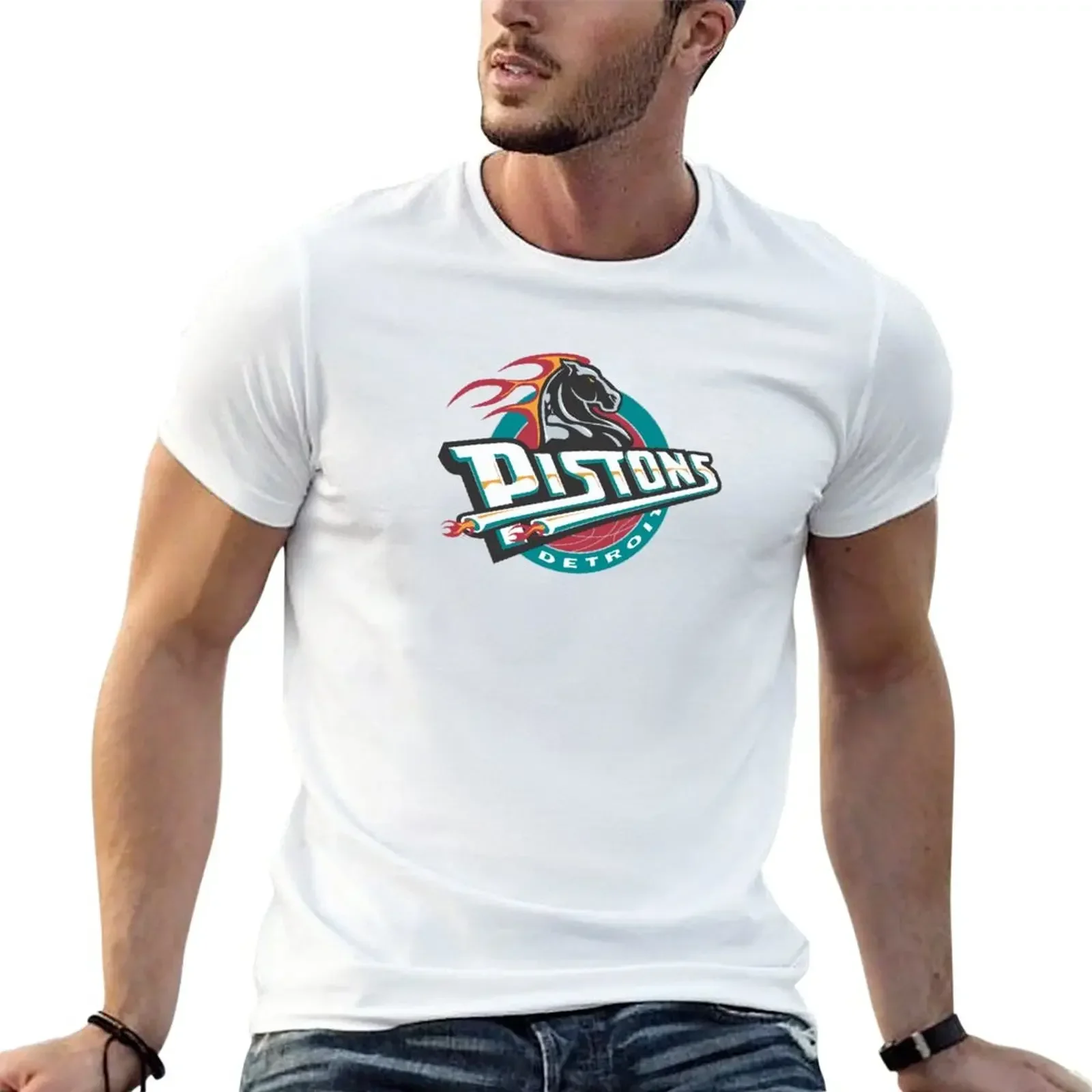 Pistons-Detroit,Classic T-Shirt oversized plus sizes for a boy mens vintage t shirts new in tops & tees vintage Informal Outfits