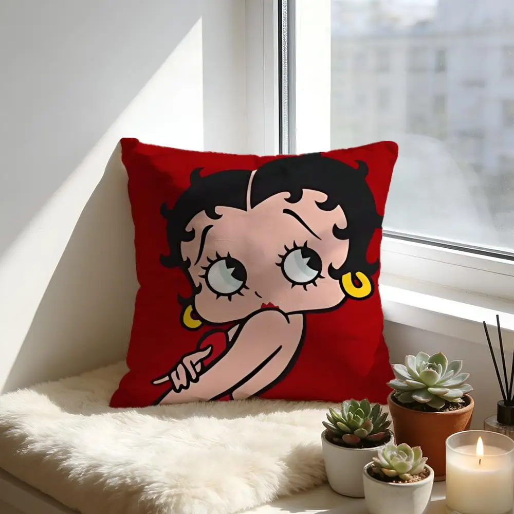Betty Boop Cushion Cover Cozy Velvet Throw Pillow,Soft Warm Cushion For Sofa & Bed