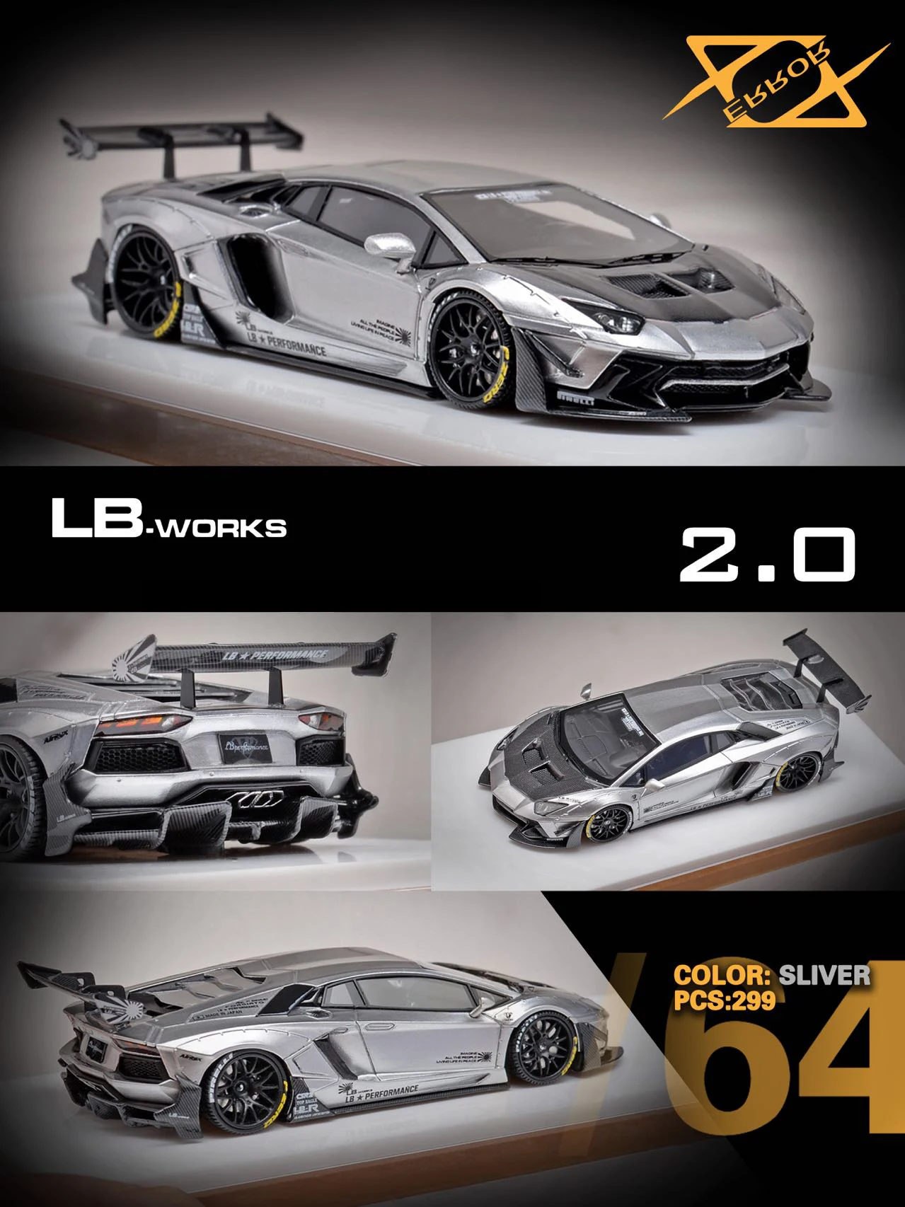 404 خطأ 1:64 نموذج سيارة من الراتنج LBWK Aventador 2.0