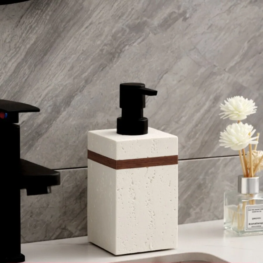 Modern Natural Wind Tunnel Sand Stone Lotion Bottle Bathroom Shampoo Empty Bottle Black Push Soap Dispenser Bathroom Accessories