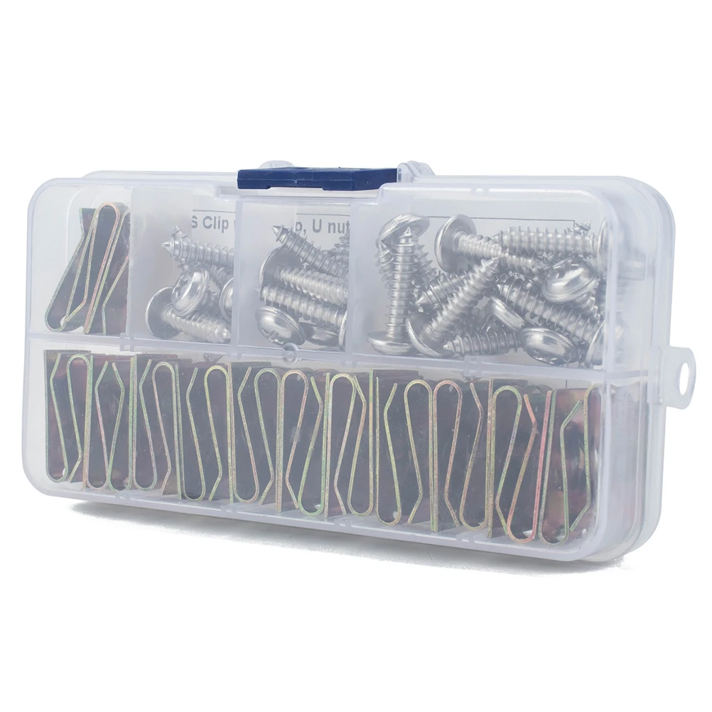 

50pcs Manganese Steel U Nut Fasteners Spire U Clips For Motorcycle Panel Bumper Wire Fixing Self Tapping Screws