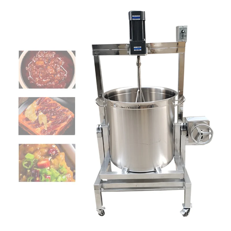 Automatic Hot Pot Bottom Frying Machine Pepper Meat Jam Stainless Steel Gas Heating Spicy Hot Pot Sauce Boiling Mixer