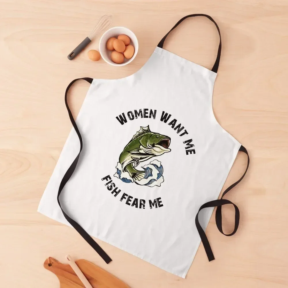 

Women Want Me Fish Fear Me Apron kitchen gadgets Womens Dresses Apron