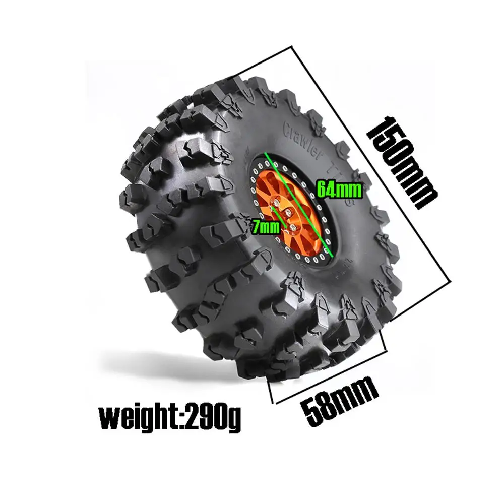 4pcs 2.2 Inch Beadlock 10-Spokes Wheel Rims & Rubber Tire for 1/10 RC Crawler Axial SCX10 RBX10 Wraith 90048 90018 Traxxas TRX4