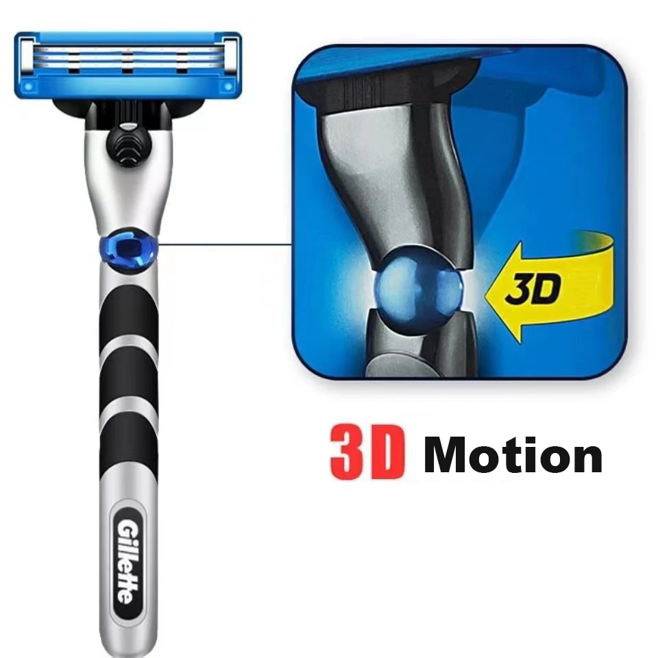 Gillette Mach 3 Turbo Razor 3D Motion Floating Razor Head Safety Smooth and Fast Cutting Manual Shaver