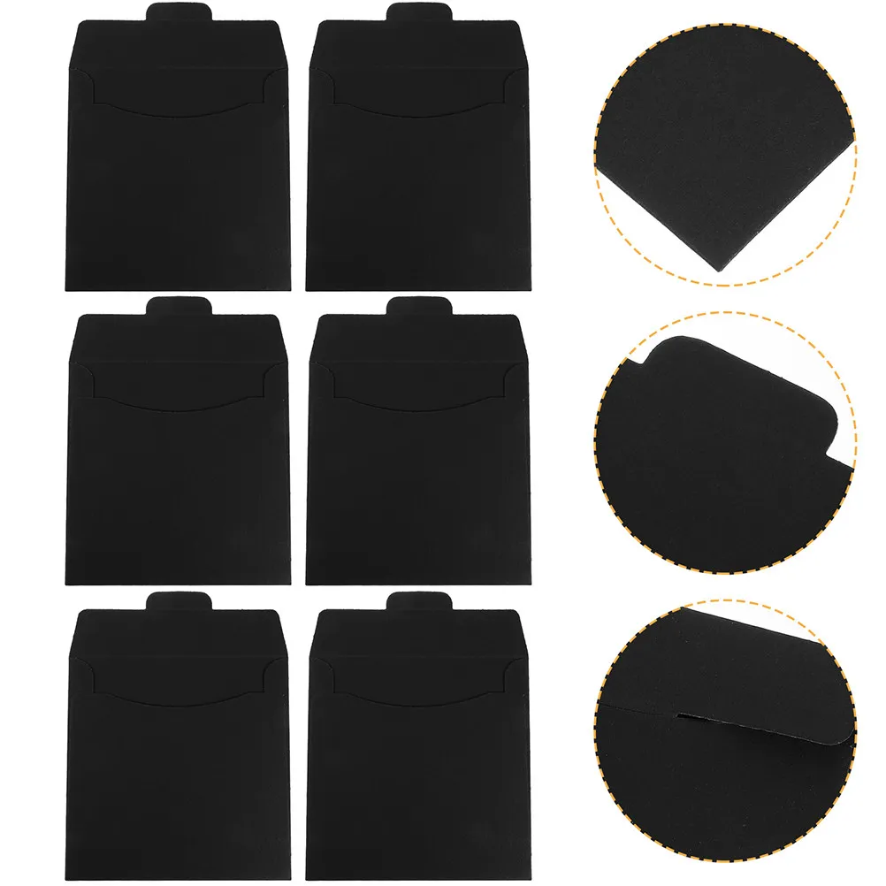 12Pcs Paper Cd Dvd Sleeves Black Organizer Large Capacity Disc Storage Wallet Document Bag Blank Storage Binders