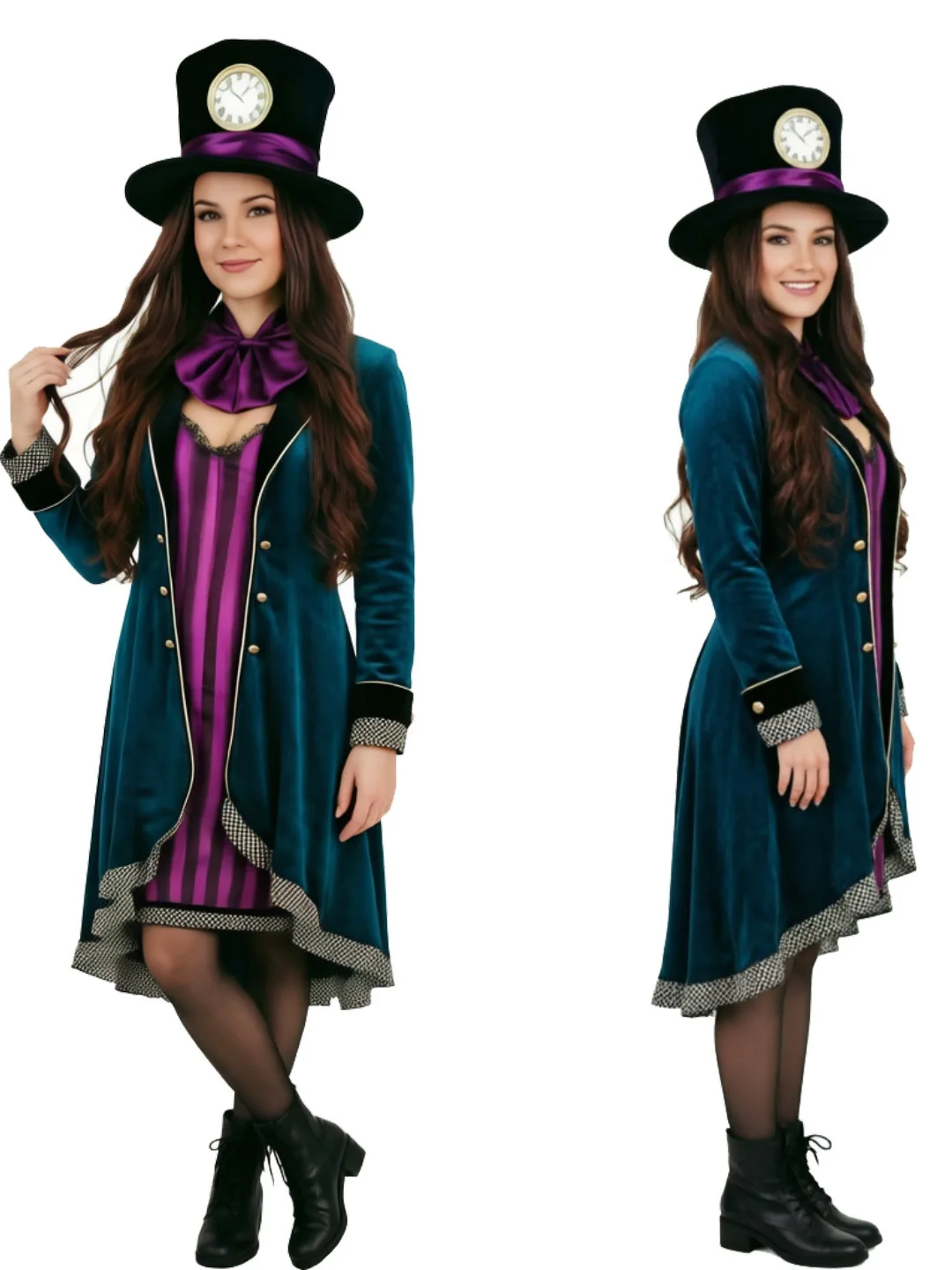 alice-in-wonderland-joker-poker-print-long-dress-waist-cinching-dark-fairy-tale-style-for-couples-chinese-ethnic-stage-costume