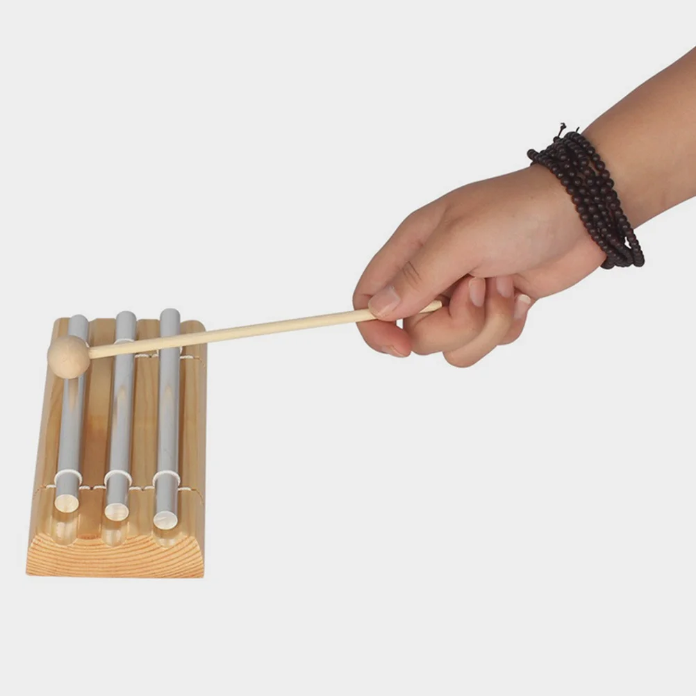 Carrilhão de vento de percussão, 3 notas, tubos de alumínio e madeira de faia, superfície lisa, design profissional para meditação, yoga, sala de aula