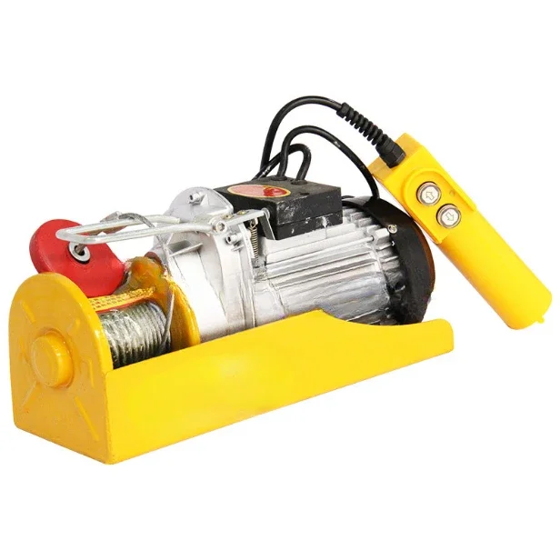 Fixed Hook Mini Electric Wire Rope Hoist 100kg 200kg Electric Micro Winch 110v 220v