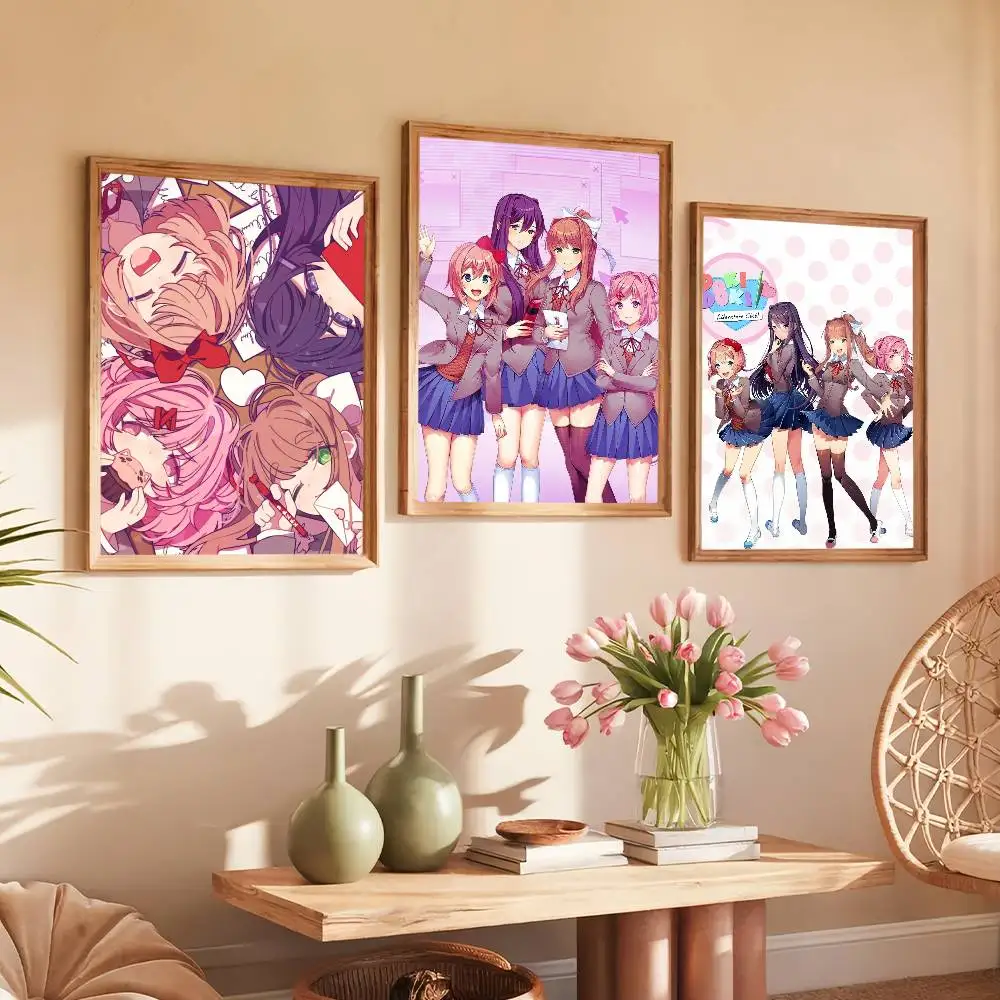 Game D-doki L-LiteratureS C-club-S Poster Prints Self Adhesive Home Suitable for Living Room Decor Decoration Wall