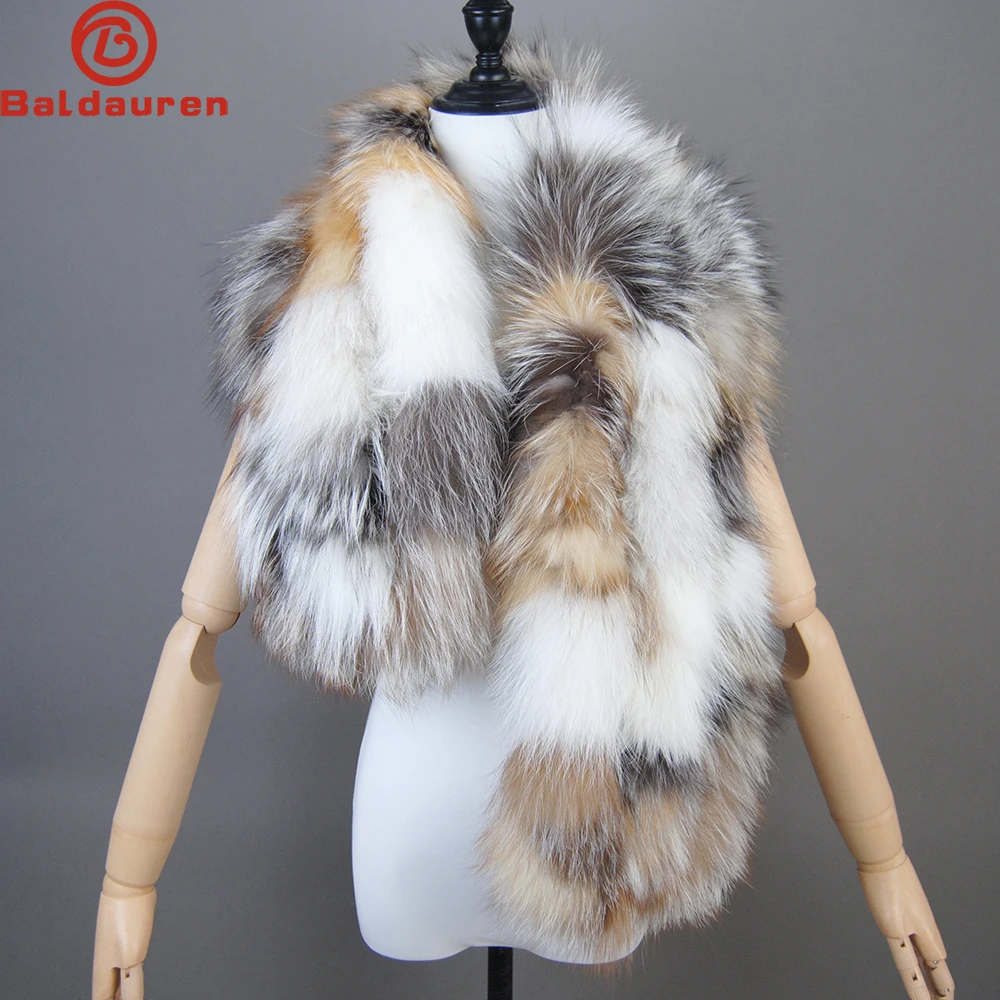 Hot Sale Women Winter Warm Natural Fox Fur Scarf Ring Knit Real Fox Fur Lady Fashion Neckerchief Scarves Women Real Fur Bandana