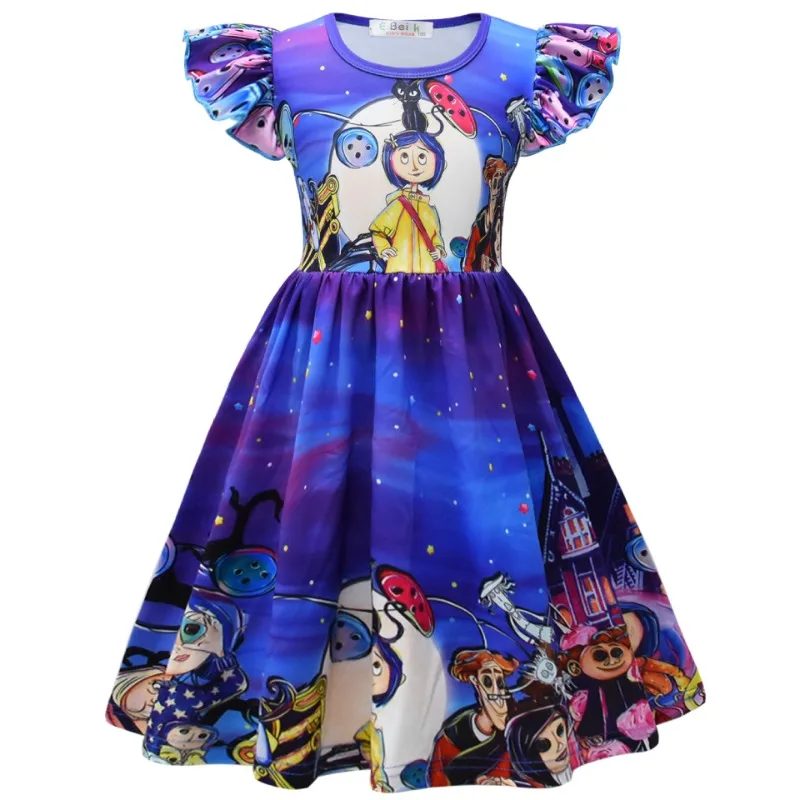 Disney Princess Million Halloween Costume Ghost Kids Princess Dresses Coraline Children Flying Sleeves Little Girls Dress