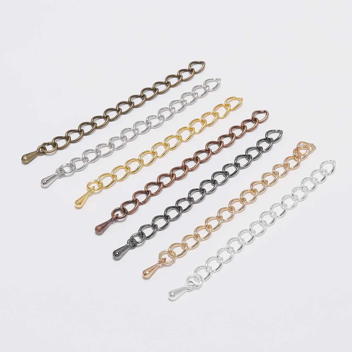 Necklace Extension Chain Diy Accessories 5-7mm Drop Tail Chain Copper Clad Iron Extension Chain 20 pieces/bag