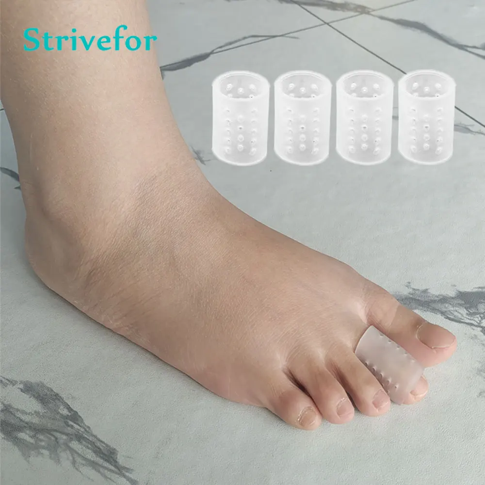 

4pcs S Transparent Breathable Second Toe Protector Toe Bone Brace Support Foot Care Tools Gel Tube For Foot Calluses Blisters
