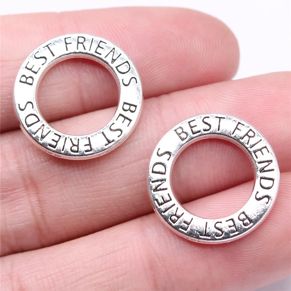 10 sztuk Charms najlepszego przyjaciela do tworzenia biżuterii Antyczne srebro platerowane kolorami BFF Charms Najlepsi przyjaciele na zawsze złącze — zdjęcie 6