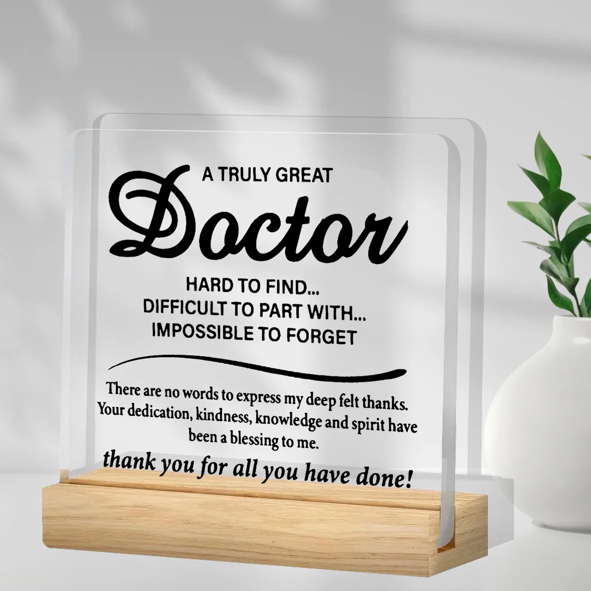 Unique Doctor Appreciation Gift Acrylic Desk Decor with Stand, Perfect Thank You or Thanksgiving Present for Men