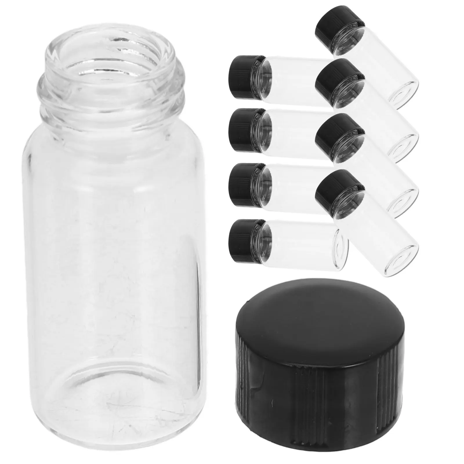 100Pcs Transparent Glass Vials Screw Caps Leakproof Sample Containers Perfume Oil Fragrance Liquid Storage