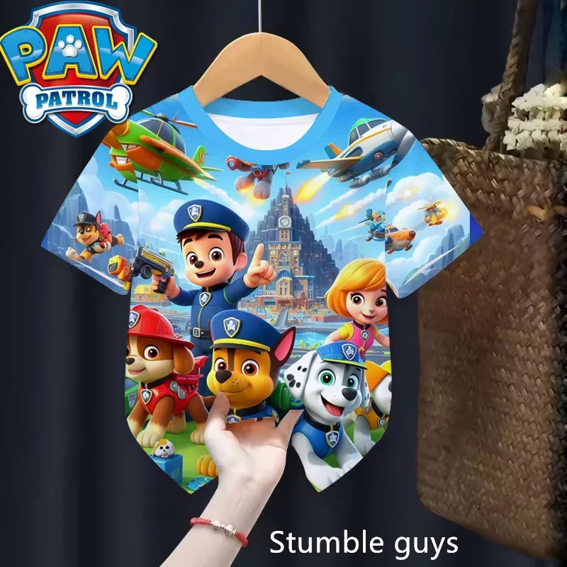 طفل تي شيرت للبنين بنات أطفال قمصان طفل قصير الأكمام باو باترول تي شيرت مطبوع طفل ثلاثية الأبعاد الكرتون سونيك المحملة القمم الملابس