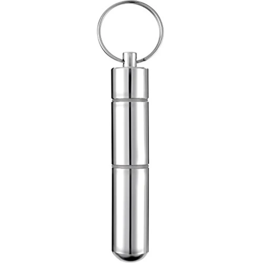 

Hotop Pocket Toothpick Holder Waterproof Aluminium Alloy Toothpick Box Metal Pill Case with Key Ring, 2.8 x 0.6 Inch