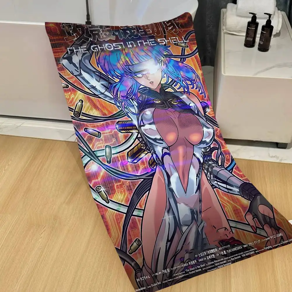 Anime G-Ghost In The Shell Microfiber Printed Beach Towel Mountain Climbing Yoga Beach Swimming Running Absorbent Soft Towel