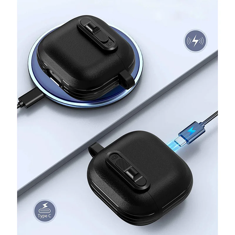 Horizontal Switch Locking Headphone Case For Airpods 4 Pro 2 3 2and1Headphone Tpu+pc Drop-proof headphone case with a hook - view 3