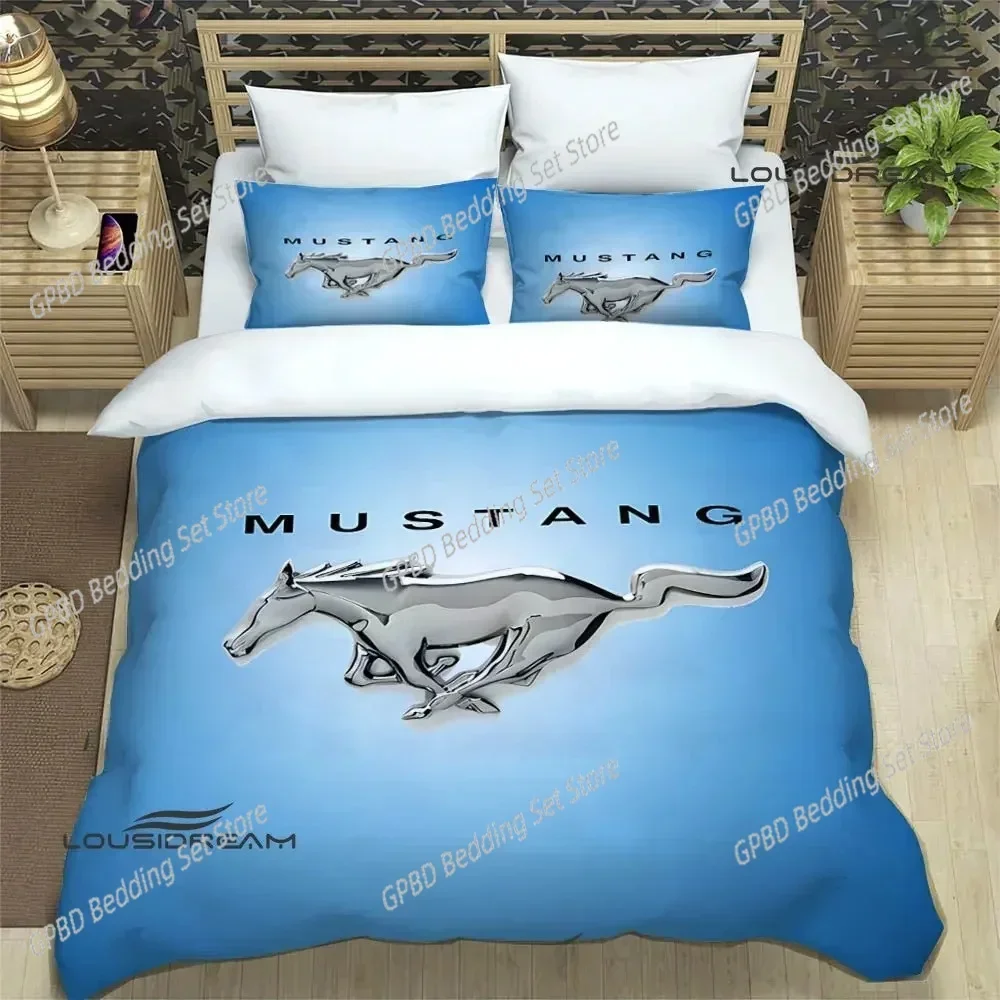 Mustang car logo Comfortable Duvet Quilt Cover Pillowcase Bedding Set Children Bedroom Decoration Home Textile