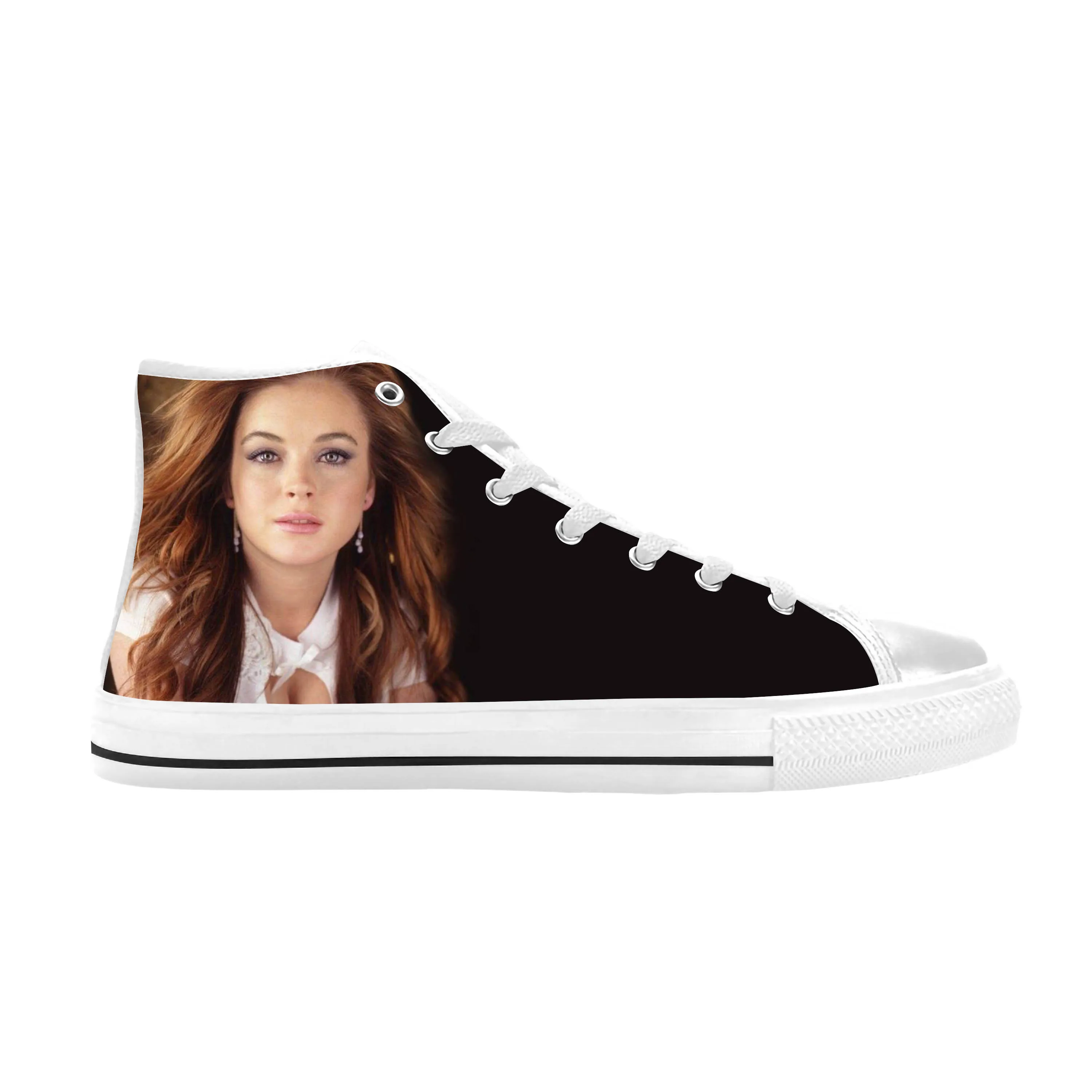 Hot Lindsay Lohan Movie Star Actor Singer Fashion Casual Cloth Shoes High Top Comfortable Breathable 3D Print Men Women Sneakers