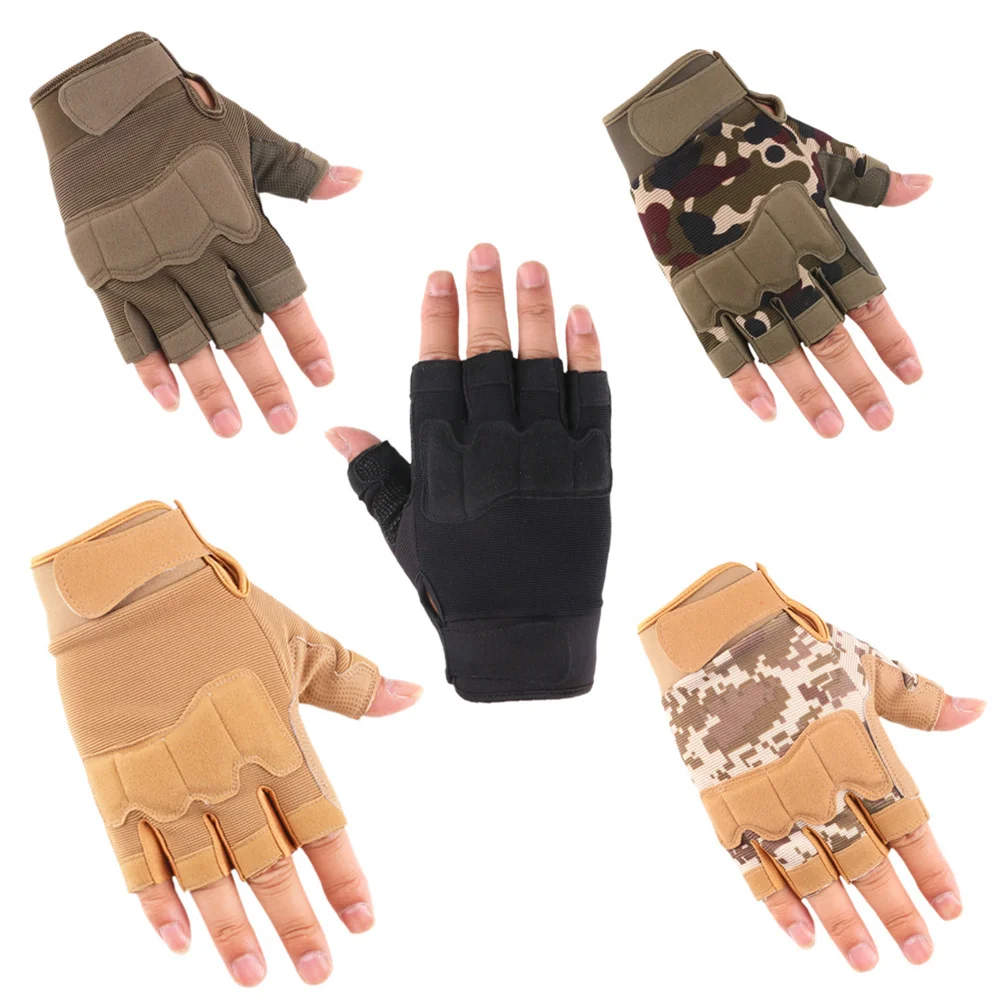

1Pair Thickened Palm Pad Antidrop Design Nonskid Gloves Half Finger Cycling Sports Men Brown Nonskid Gloves