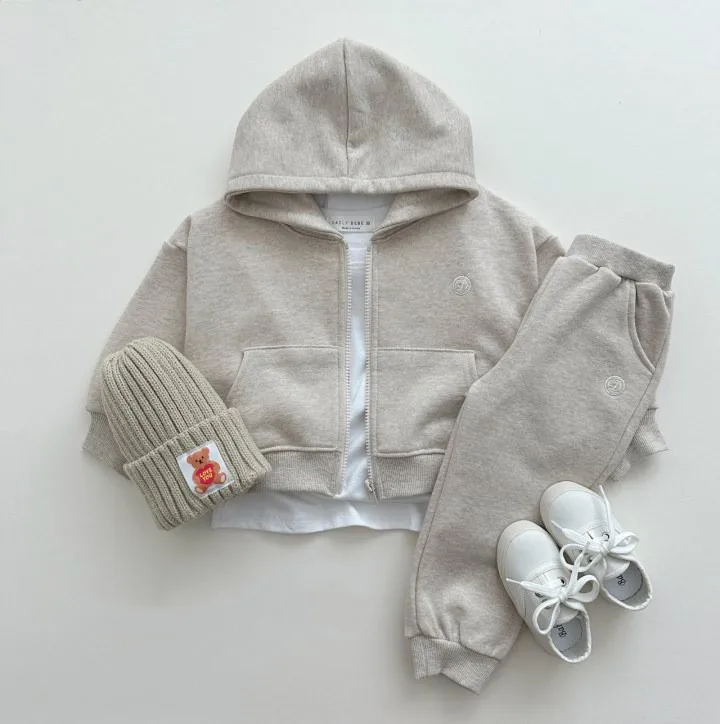 TZ2452 Kids' Zipper Hooded Sweatshirt Set Embroidered Two-Piece Casual Wear for Boys And Girls Trendy And Available in Stock