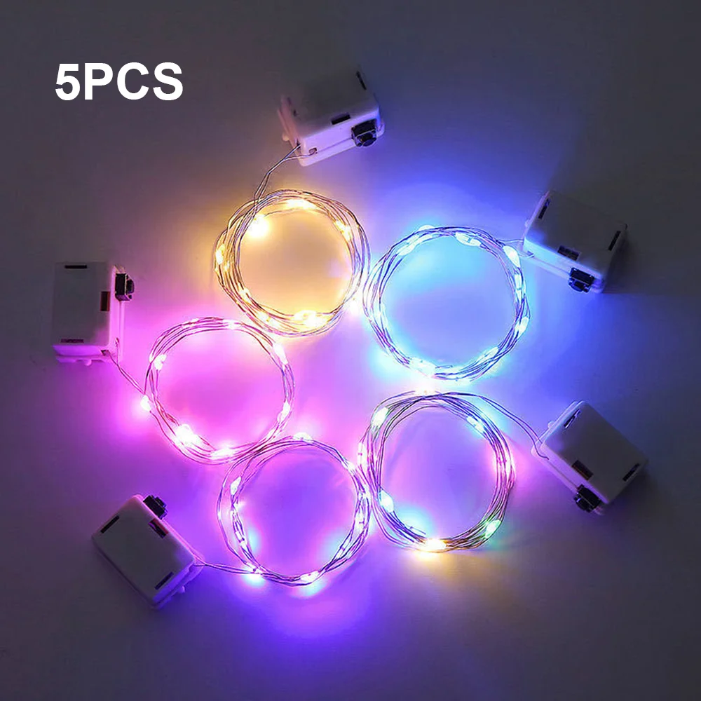 5Pcs Warm Color Decoration LED String Lights Christmas Wedding Party Restaurant Fast and Slow Lights With 3*Coin Cell Battery