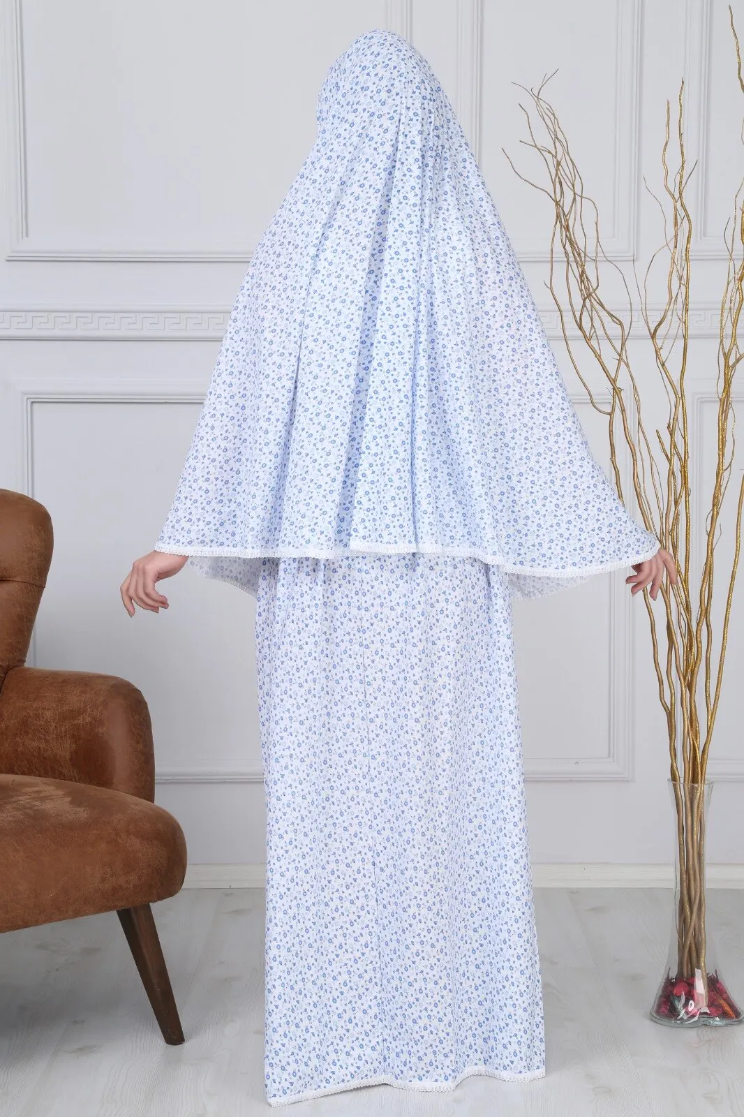 Vestido de oración cerrado completo musulmán para mujer, algodón tradicional islámico, iki Delgado, conjunto de 2 piezas, Ramadán, color aleatorio