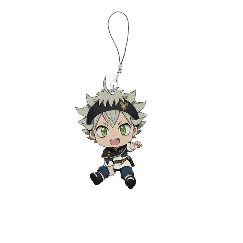 Anime Zwarte Klaver Telefoon Charme Sleutelhanger Acryl Zwarte Klaver Kleine Mobiele Telefoon Ketting Sleutelhanger Accessoires Fans Geschenken