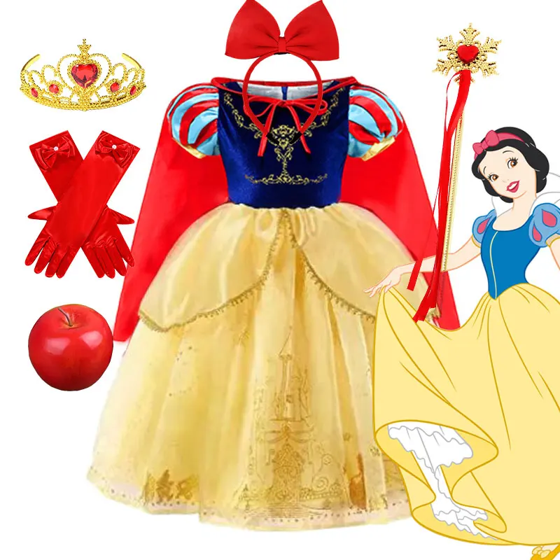 

Disney 2025 Snow White Deluxe Costume Nostalgic Princess Dress Poison Apple&Witch&Hunter Role Play Purim Apparel Carnival Frock